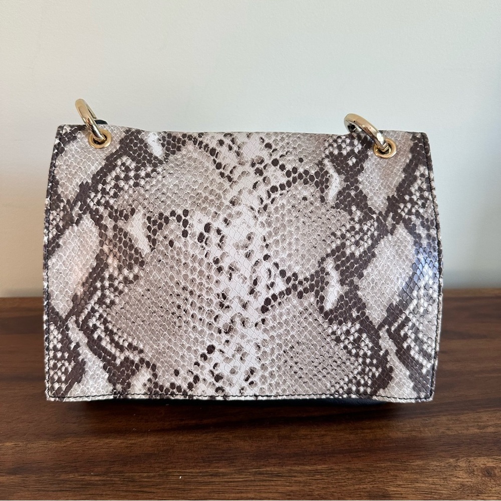 NWOT. Coccinelle Gray Snakeskin Crossbody Bag with Gold Hardware. Leather. - Picture 10 of 10